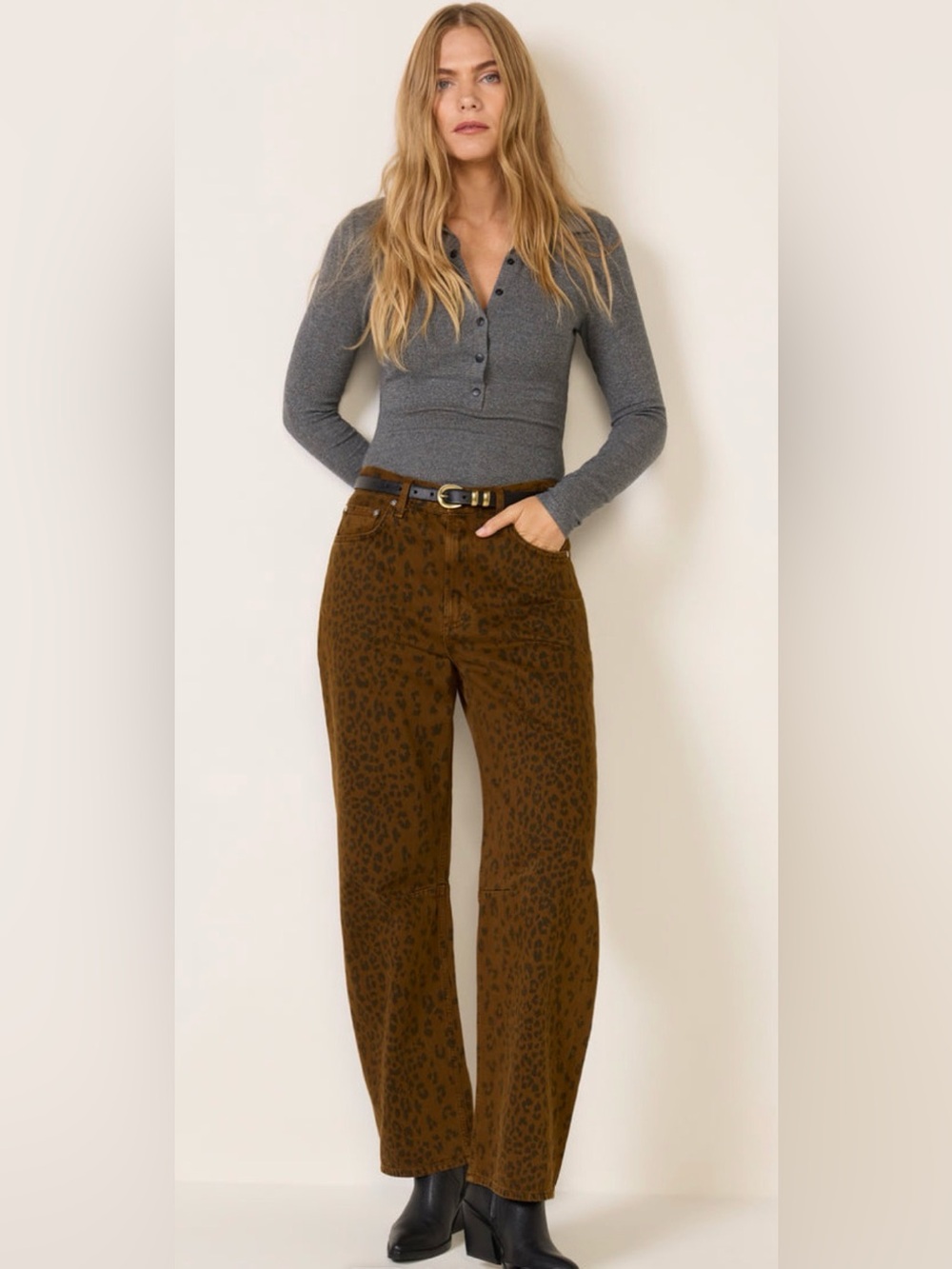 NWT Citizens of Humanity Miro Long Boyfriend Jeans Sepia Cheetah 29